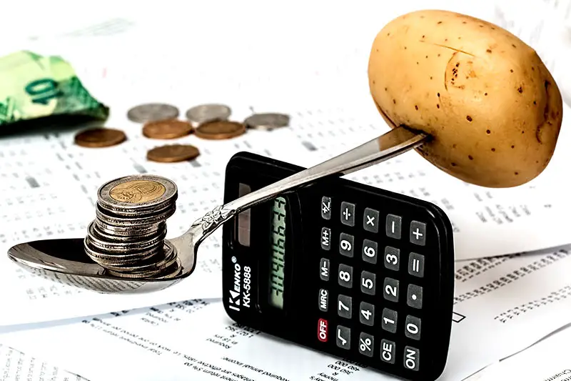 Kartoffel Geld Lebensmittel Taschenrechner Waage