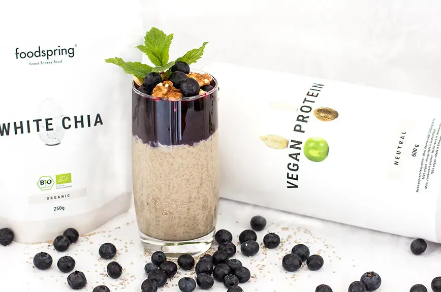 Protein Chia Pudding Heidelbeere