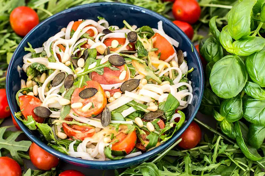 italienischer Reisbandnudelsalat vegan Rezept