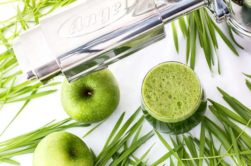 Gerstengrassaft mit grünem Apfel