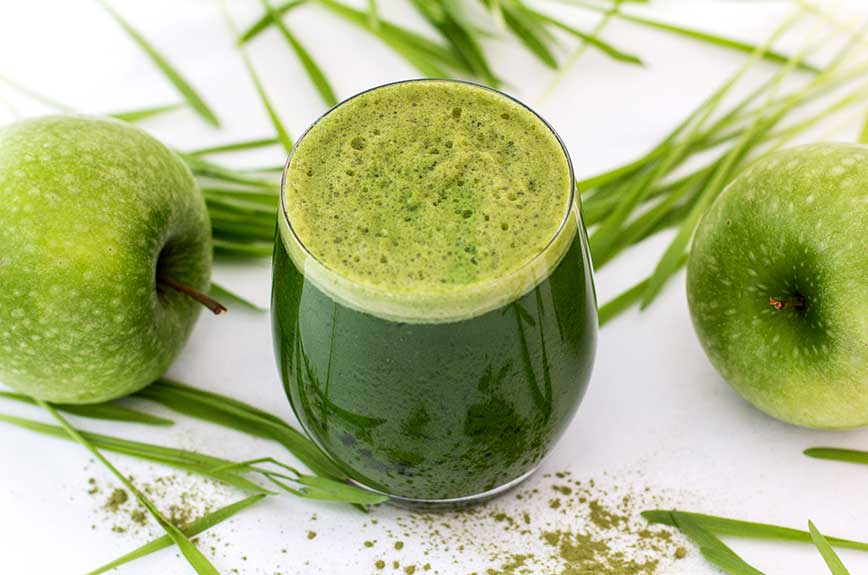 Gerstengrassaft Matcha Tee Apfel entsaften