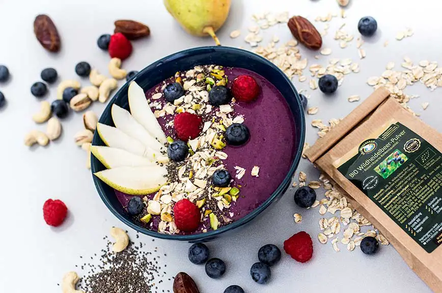 Wildheidelbeer-Pulver Smoothie Bowl Rezept