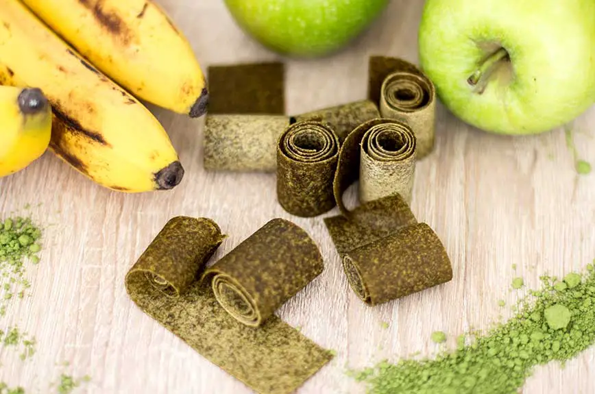 Fruchtleder Banane Matcha Apfel