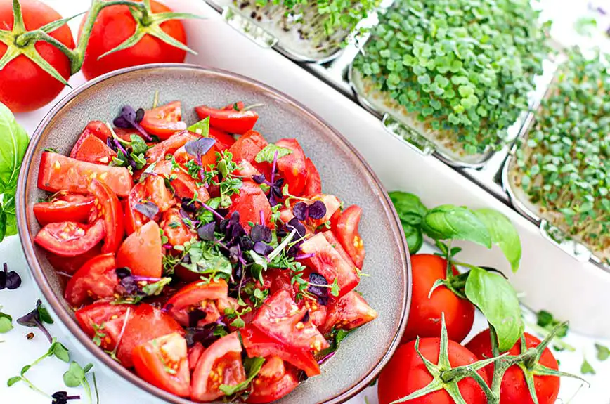 Schneller Tomatensalat mit Microgreens